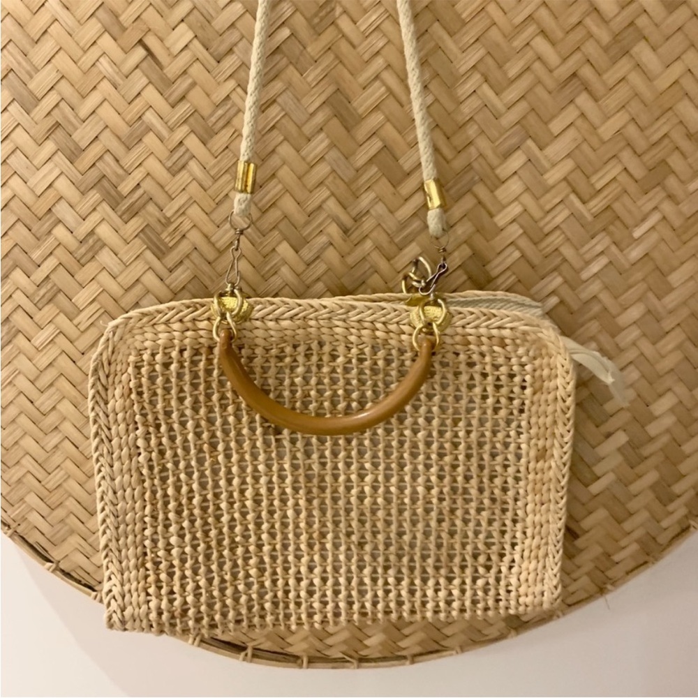 GORGEOUS VINTAGE RATTAN SHOULDER‎ BAG W/ HANDLE - MADE IN ITALY - Picture 6 of 11